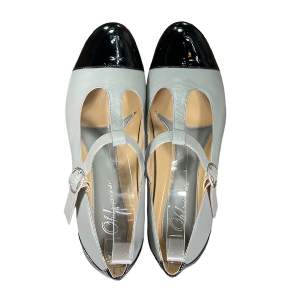 Oh! Healthy Heels Gray patent Leather Black mary Jane heels womens Shoes Size 8 - Picture 7 of 15